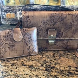 Patricia Nash “Map” Crossbody and Matching Wallet